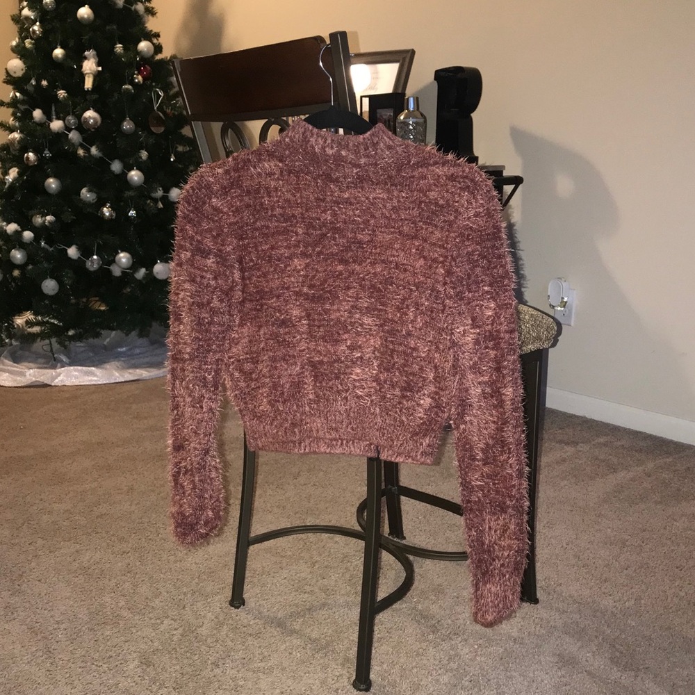 Mauve Express Fuzzy Cropped Sweater